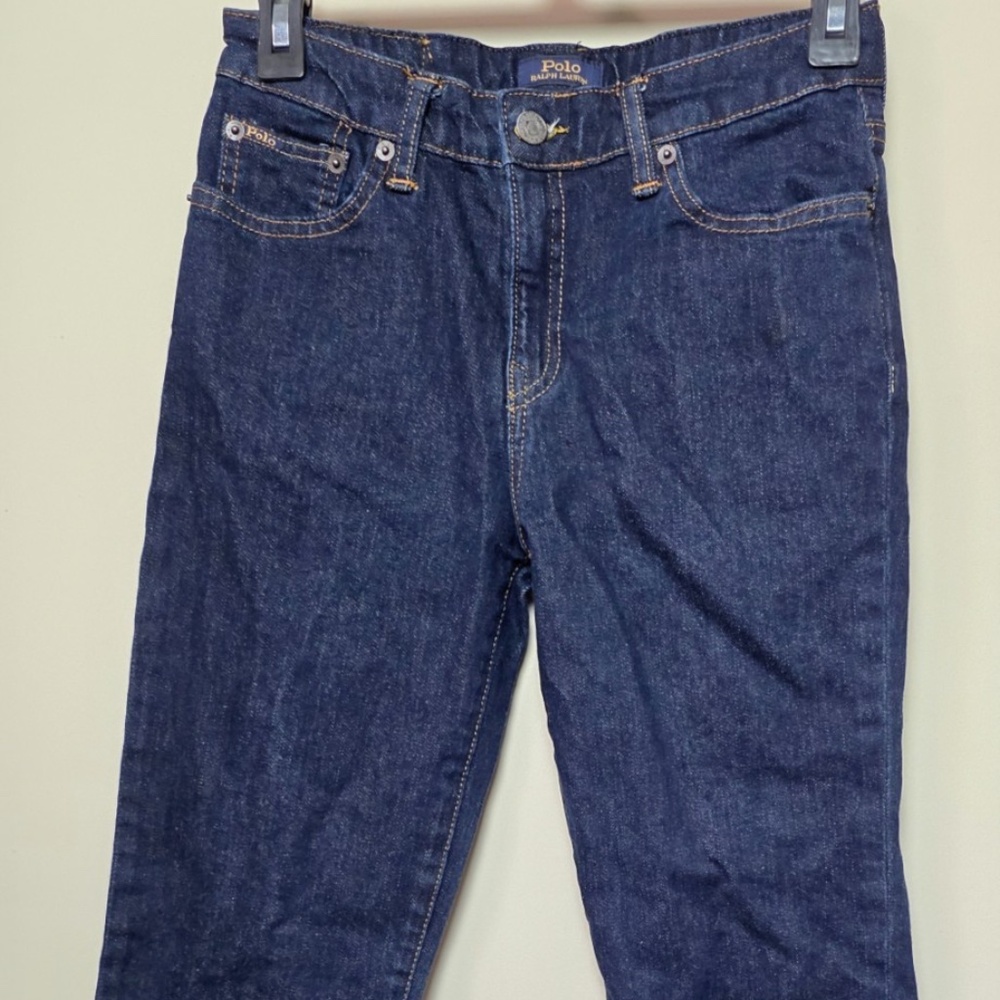 Polo Ralph Lauren Hampton Straight Jeans Youth 14 Dark Wash Stretch Denim EUC